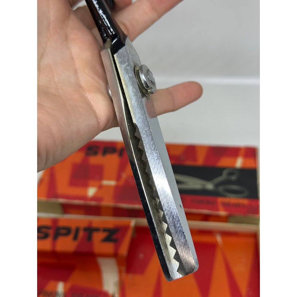 Vintage Spitz Pinking Shears Black Handle Steel Sewing Scissors w/ Original Box - Picture 7 of 9